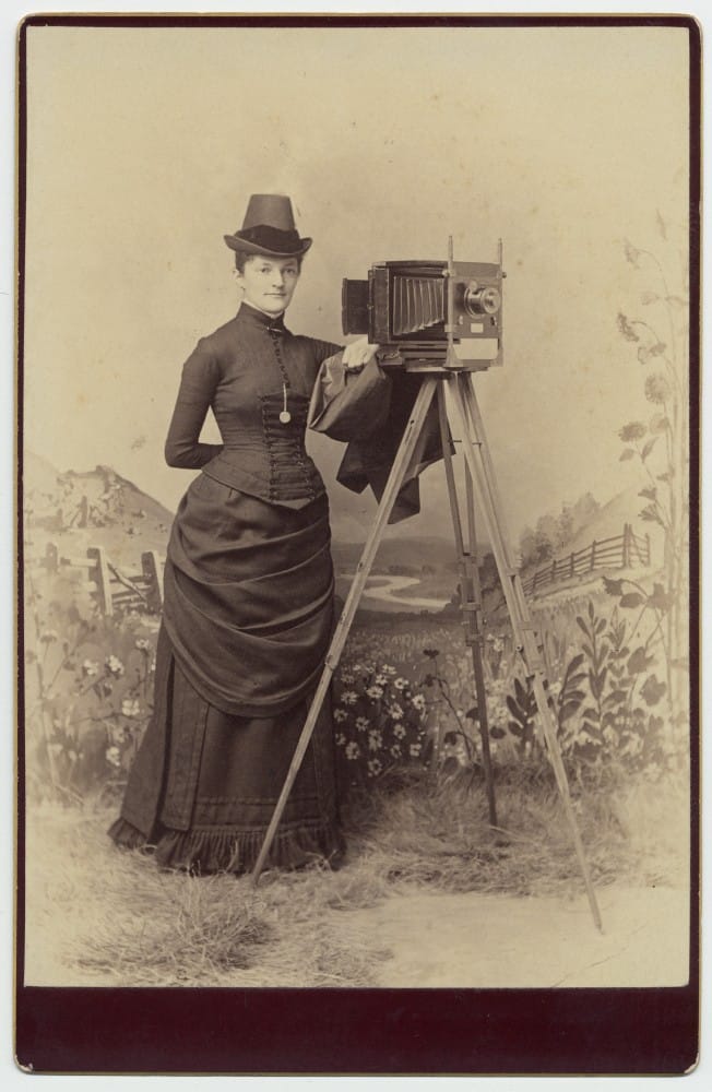 Woman with a camera, albumen print cabinet card, by A. J. Davison (188) (via George Eastman House)