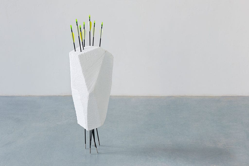 Pierre Clément, "Fossile" (2014), carbon fiber arrows, foam