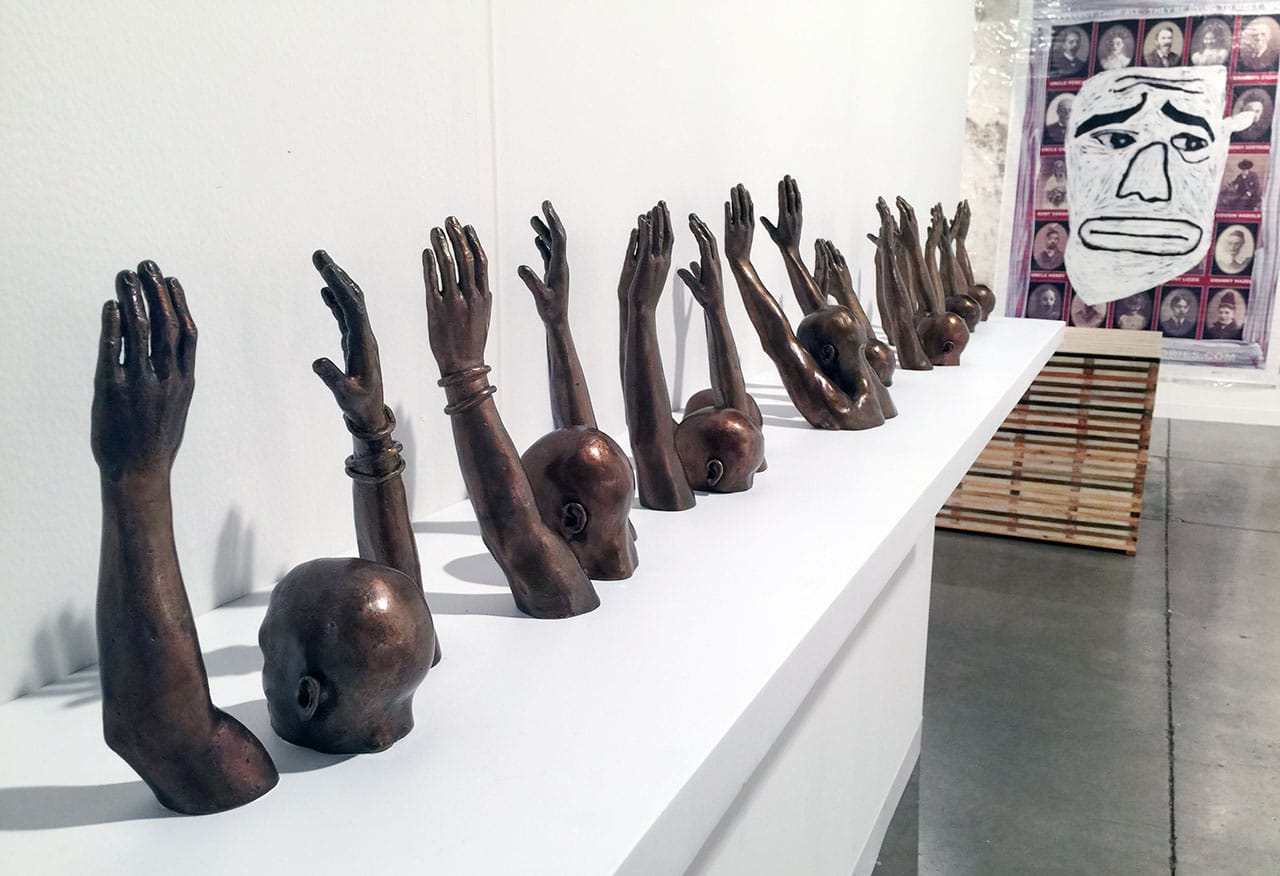 Hank Willis Thomas, "Raise Up" (2014) at the Marian Goodman Gallery booth in the 2014 Art Basel Miami Beach (photo Hrag Vartanian/Hyperallergic)