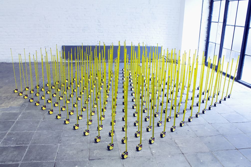 Pierre Clément, "Hectares" (2014), measuring tapes (all images courtesy xpo gallery)