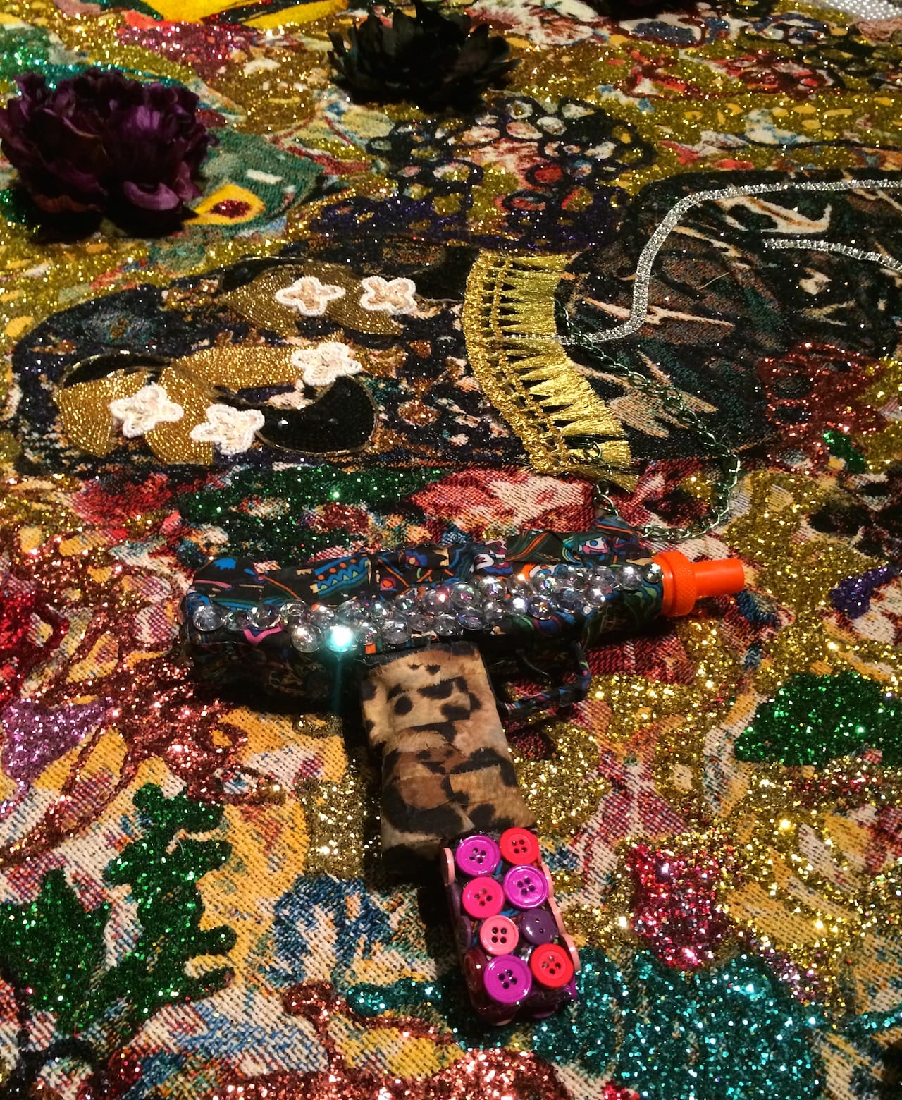 Detail of Ebony G. Patterson, "Shrubz" (2014) (click to enlarge)