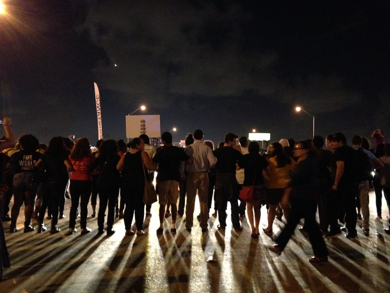 Protesters in Miami (all photos by the author for Hyperallergic unless otherwise noted)