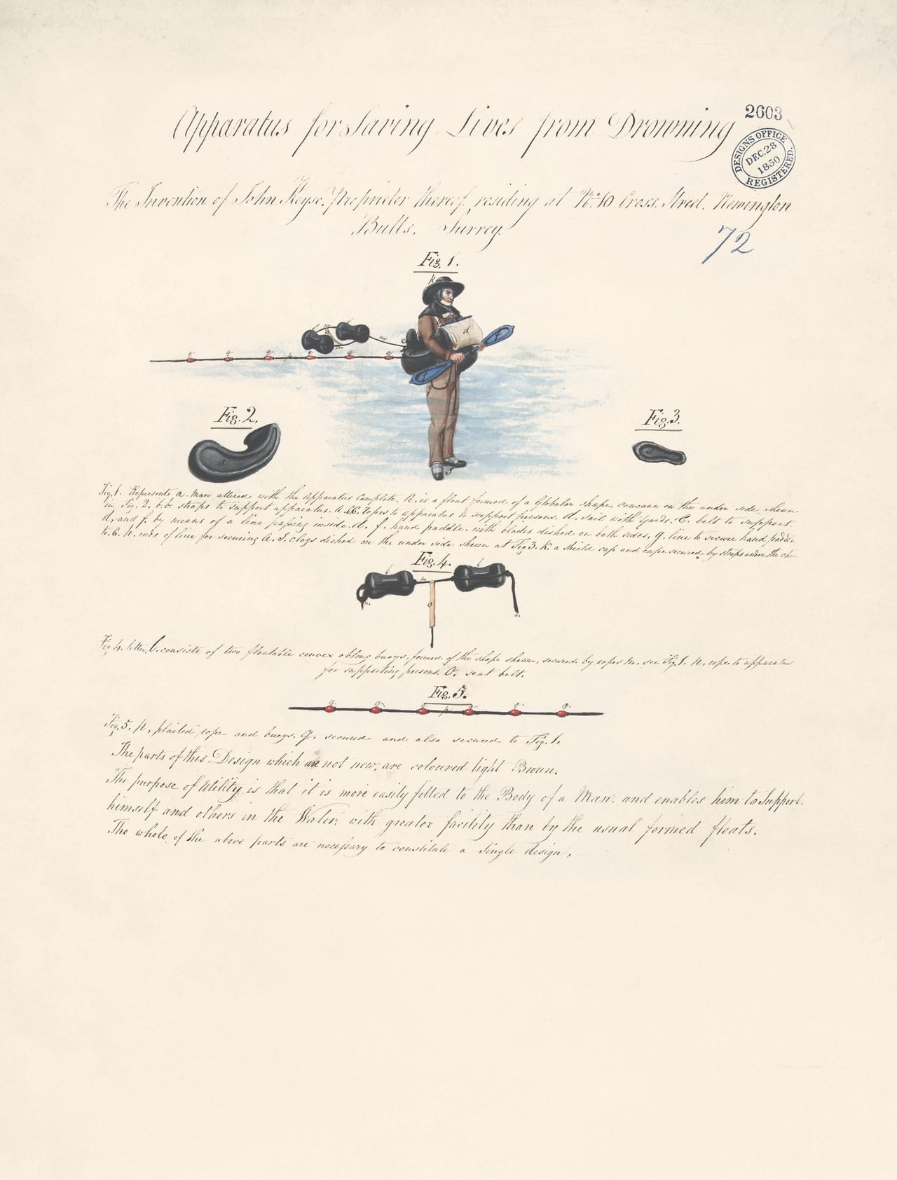 Apparatus for Saving Lives from Drowning by John Keyse, 1850 (BT 45/14) (The National Archives, London, England 2014. © 2014 Crown Copyright)
