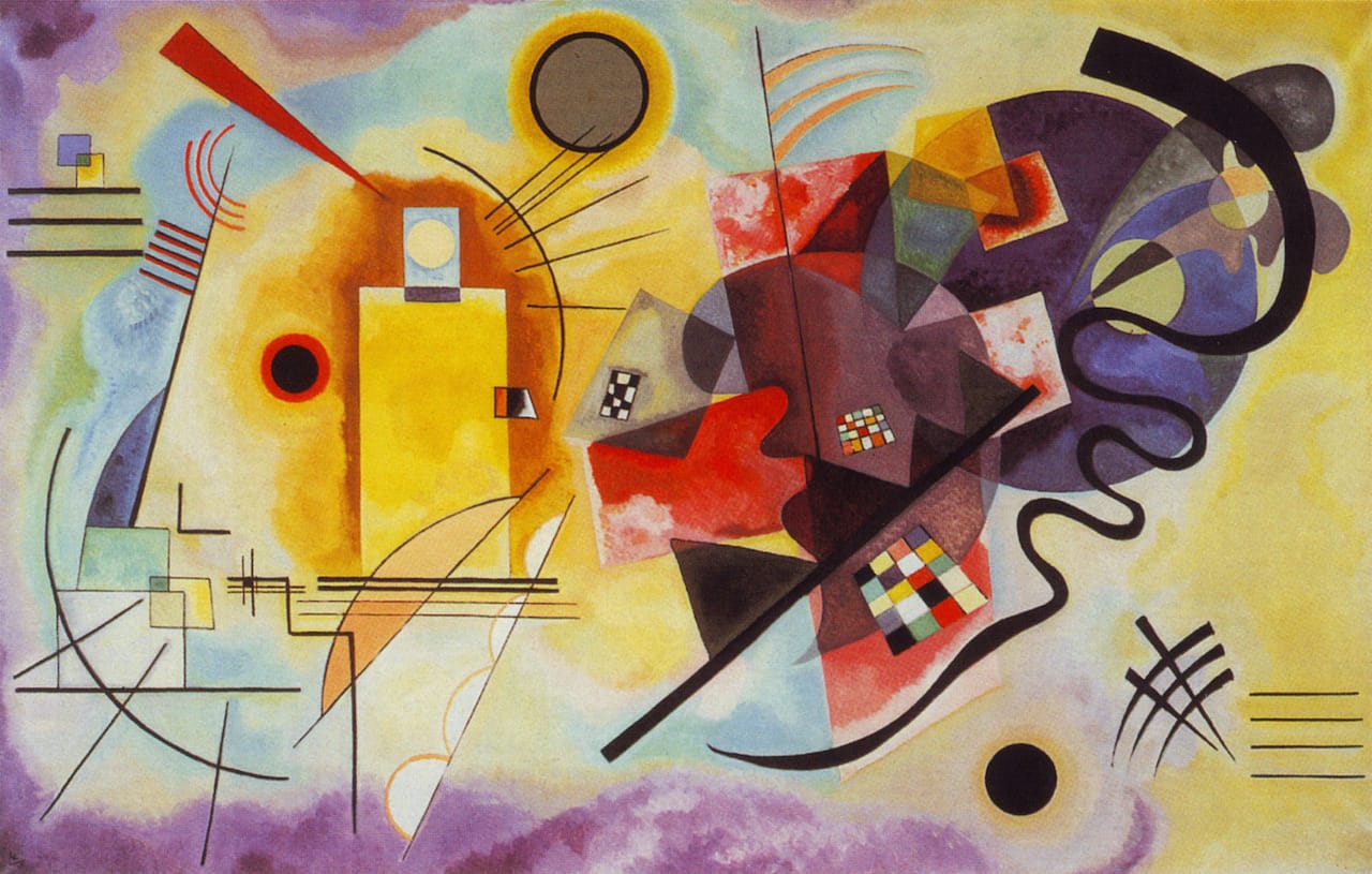 Wassily Kandinsky, "Yellow-Red-Blue" (1925), oil on canvas (Musée National d'Art Moderne, Centre Georges Pompidou, Paris, via WikiArt)