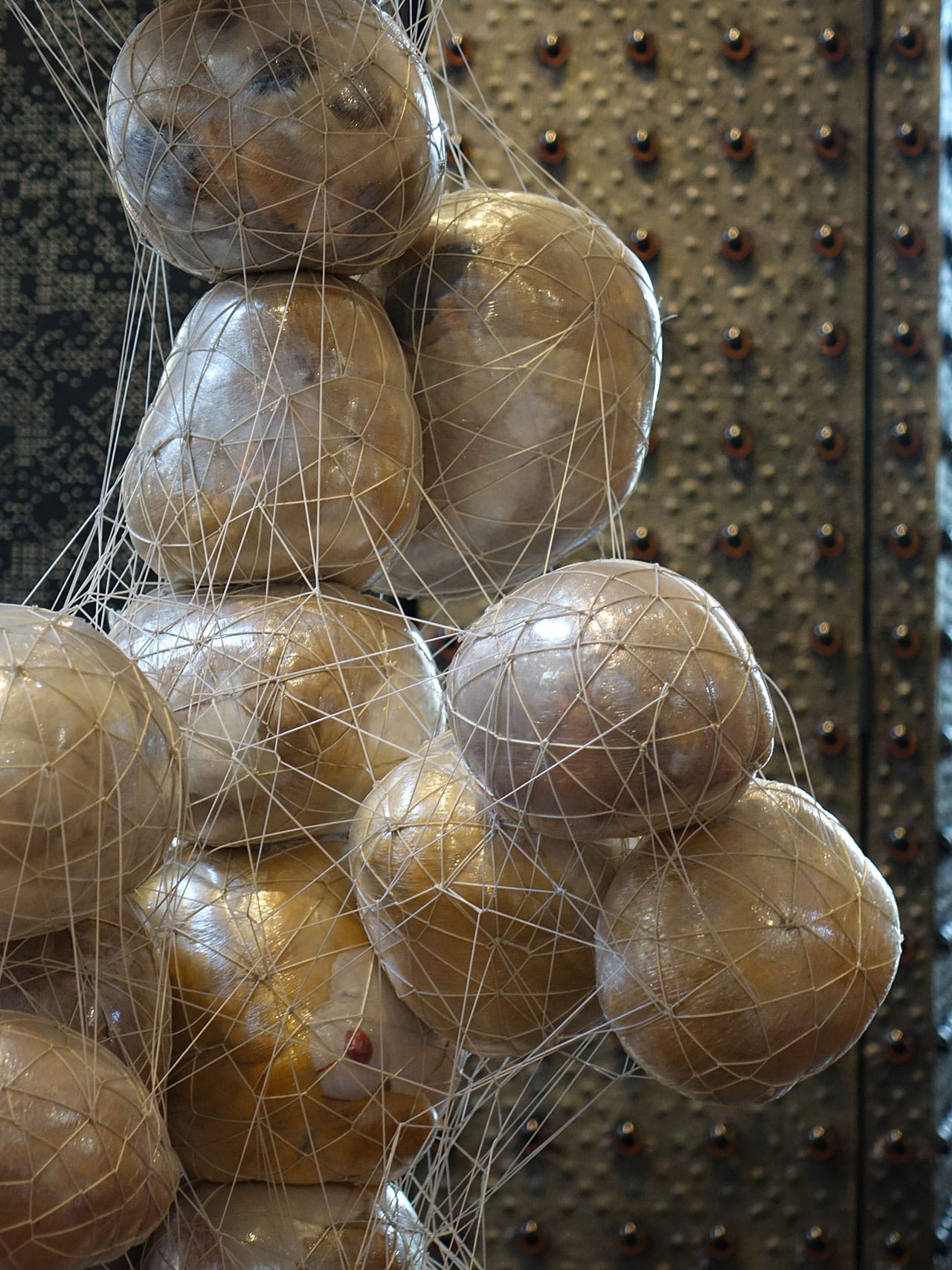 Clare Graham, Brown Teddy Bear Eyeball Cabinet, and Teddy Bear Bundle Tower (detail) (2014) (photo by Kim Kralj, courtesy CAFAM) (click to enlarge)