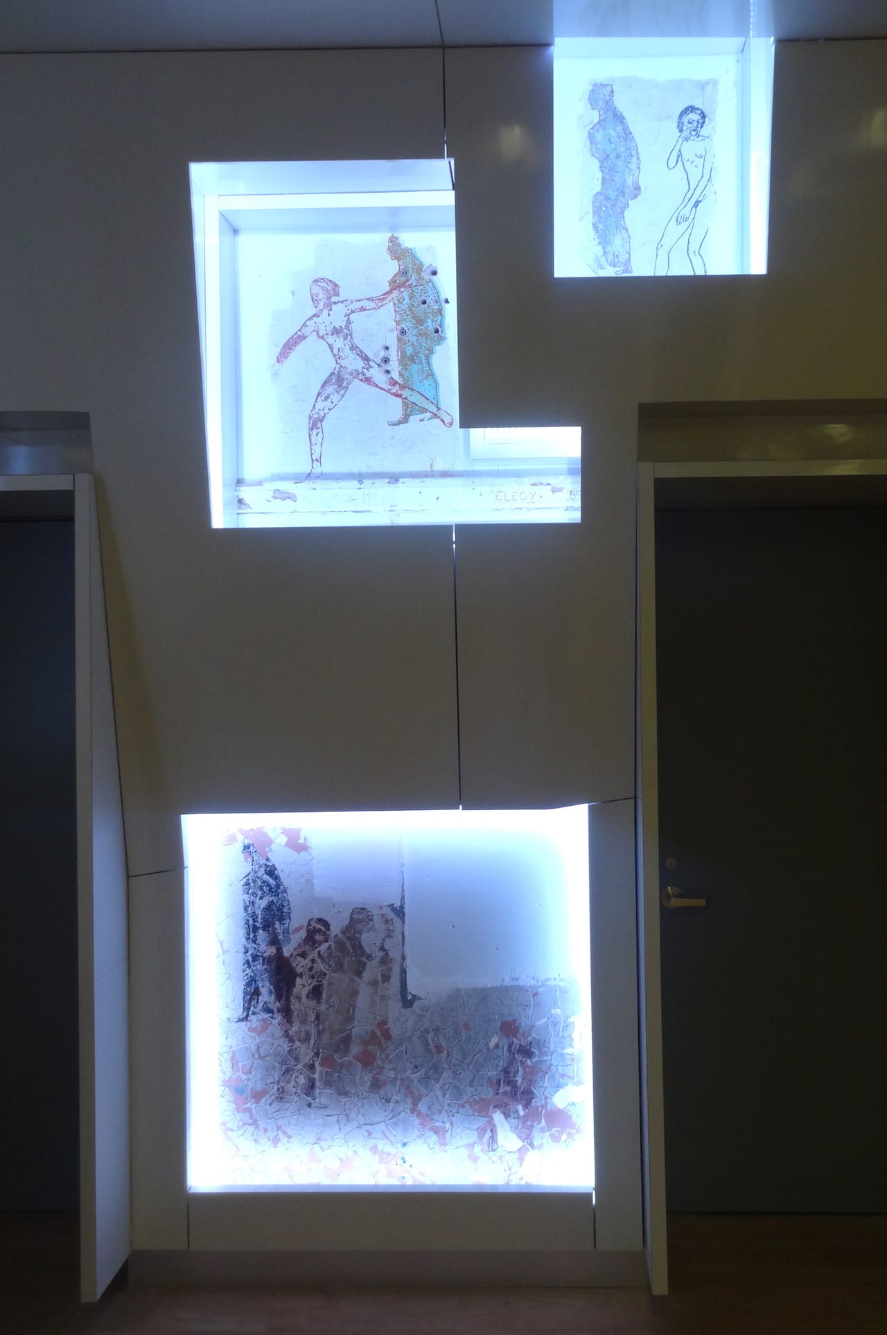 Works by Nancy Spero in the LGBT Center's Kaplan Assembly Hall