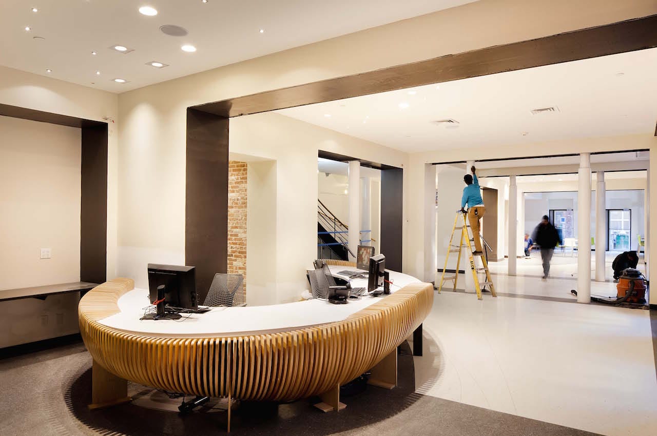 Renovations in the lobby of the LGBT Center (photo by Travis Mark)