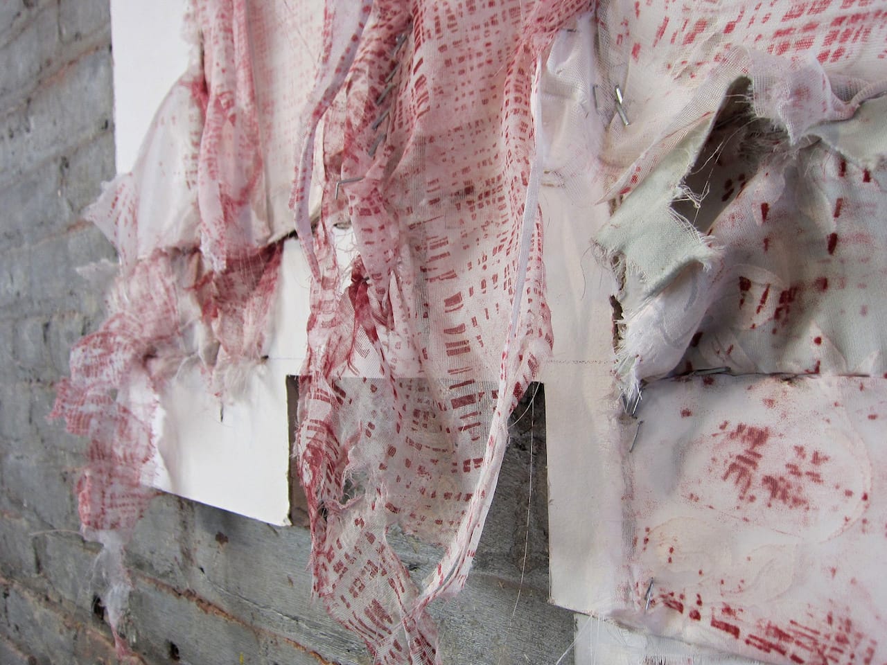 Elana Herzog, “Valence” (Installation Detail), 2014, Fabric, wood, drywall, paint, and steel, approx. 17 x 24 x 4 feet