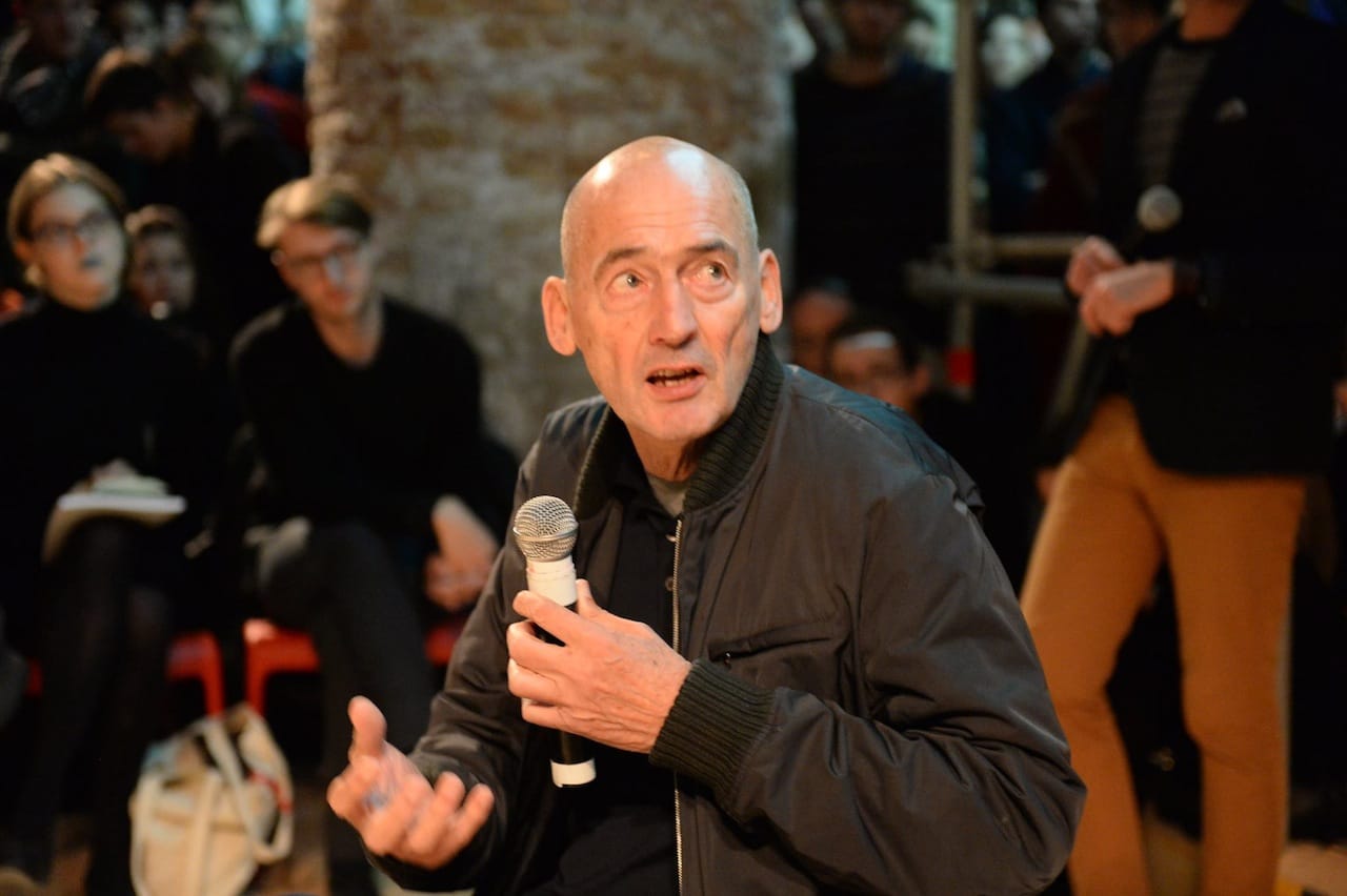 Rem Koolhaas speaking at the 2014 Venice Architecture Biennale (Image via Facebook)