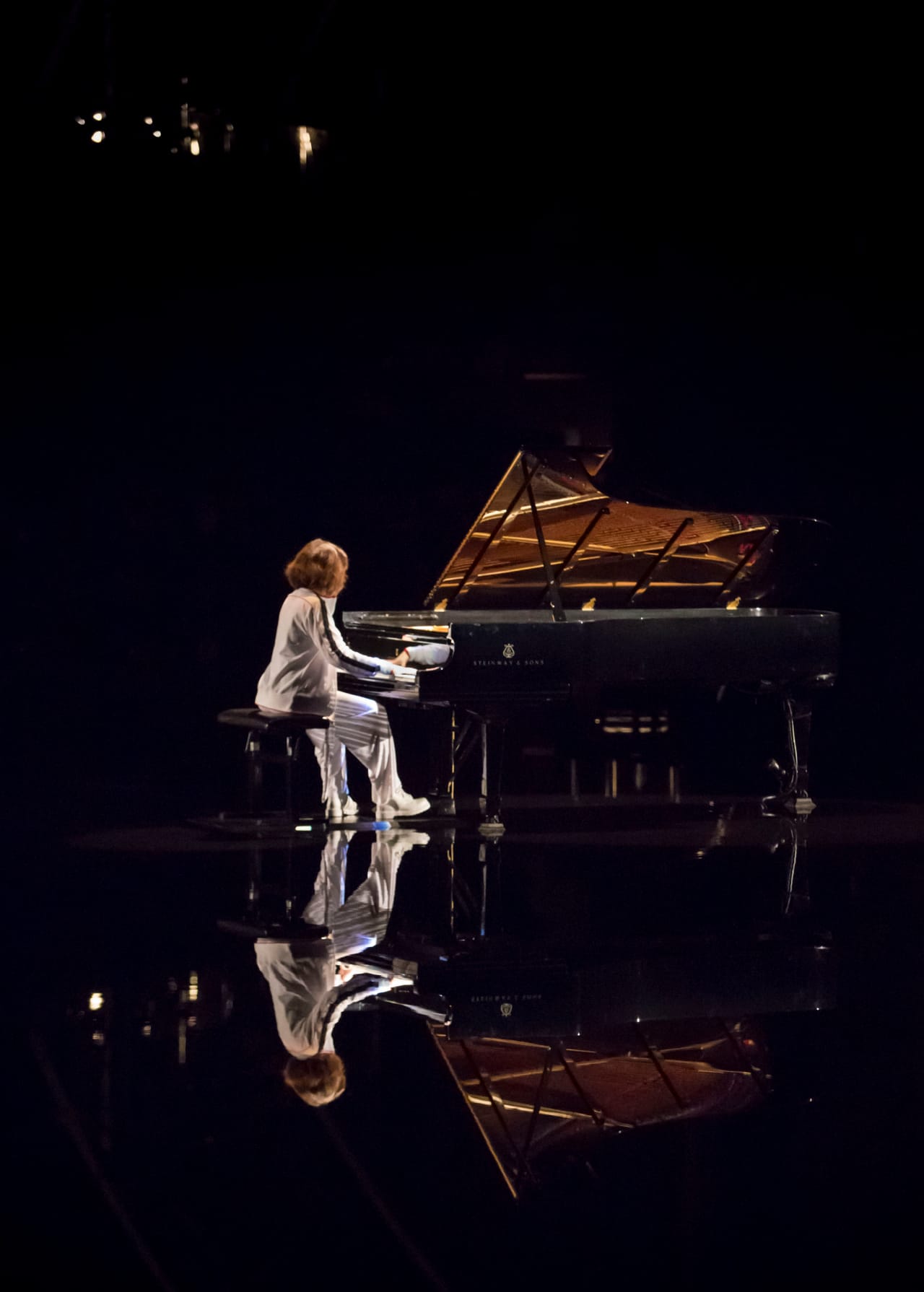 Hélène Grimaud performing at 'tears become… streams become…' at the Park Avenue Armory (photograph by James Ewing, courtesy Park Avenue Armory)
