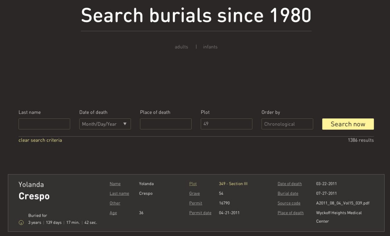 The Hart Island Project's Traveling Cloud Museum (screenshot by the author for Hyperallergic)