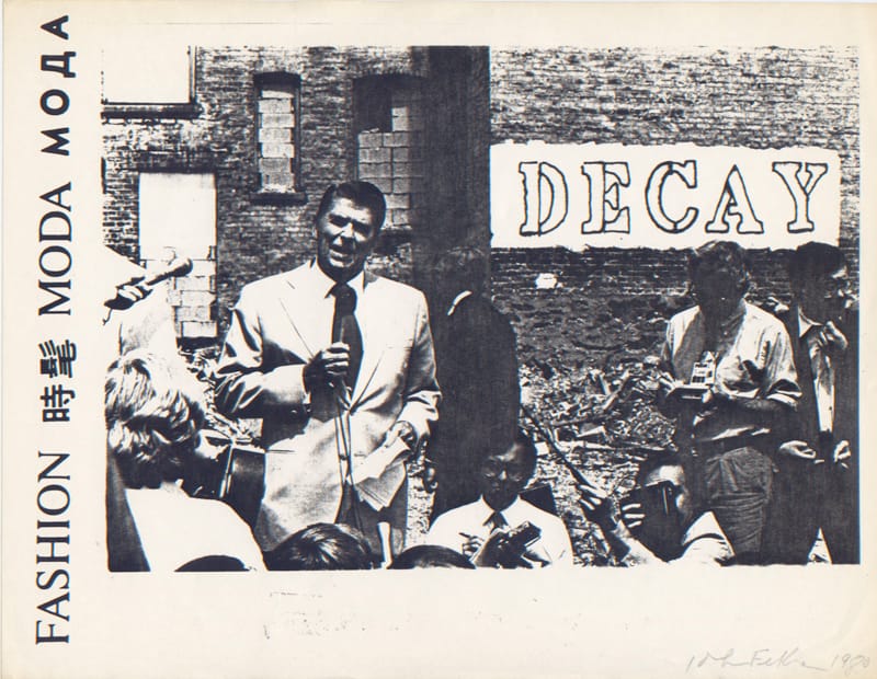 John Feckner, “Decay,” Fashion Moda flyer, 1980 (via 98 Bowery)