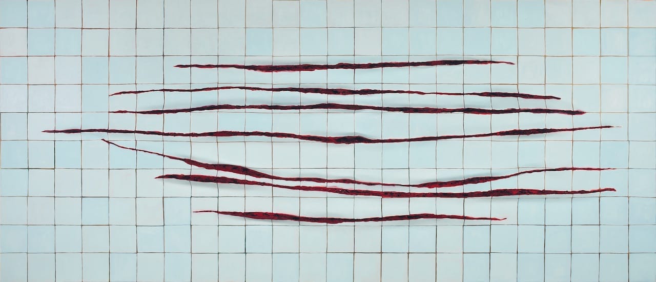 Adriana Varejão, "Wall with Incisions a la Fontana" (2000) (Image courtesy of ICA Boston) 