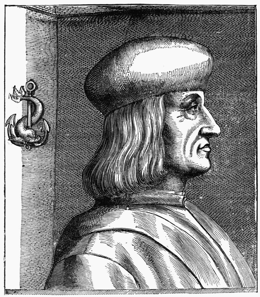 Portrait of Aldus Manutius (1499) (via Wikimedia)