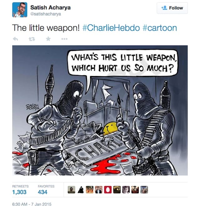 A comic by the Indian cartoonist  Satish Acharya (image via satishacharya/Twitter)