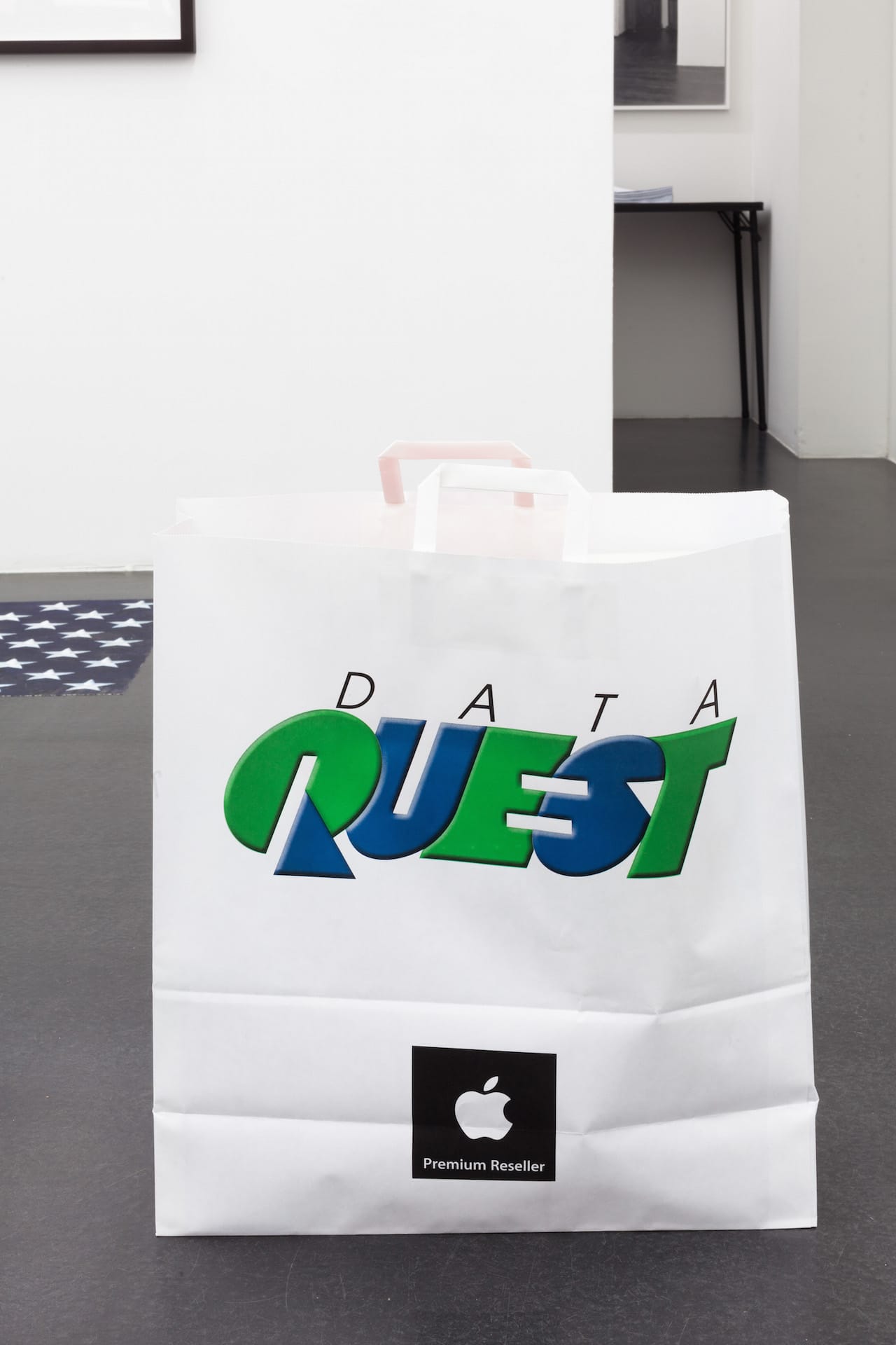 Maria Eichhorn, "Paperbag" (2008/2014), paper bag Data Quest, cardboard boxes (courtesy of the artist, Galerie Barbara Weiss, Berlin, and Essex Street, New York)