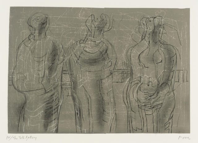 Henry Moore OM, CH, "Three Cloaked Figures" (1974)