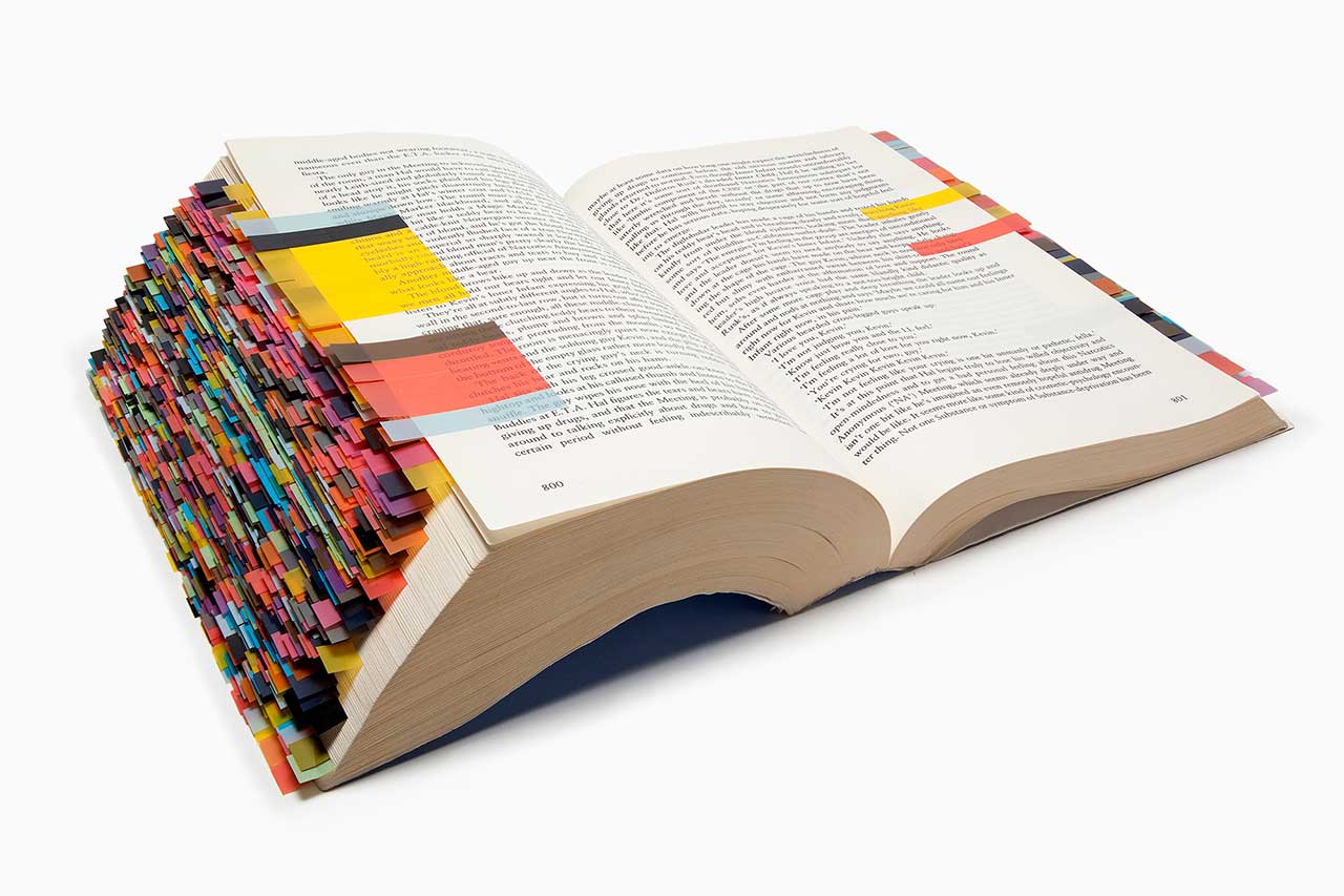 Page 800: David Foster Wallace averages four color references per page of 'Infinite Jest,' bringing life to a text that might otherwise be too dark (or heavy) to hold up.