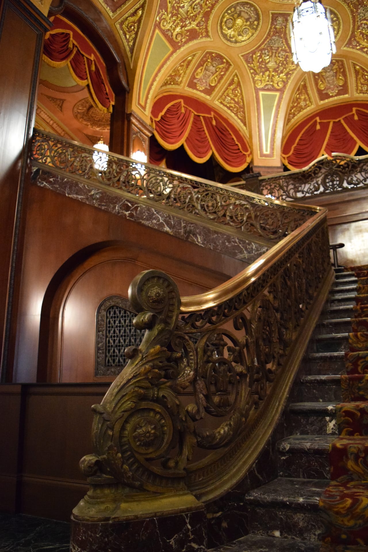 The staircase from the lobby to the balcony of the Kings Theatre