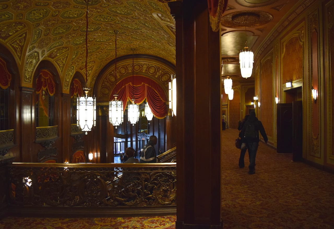 The mezzanine of the Kings Theatre lobby