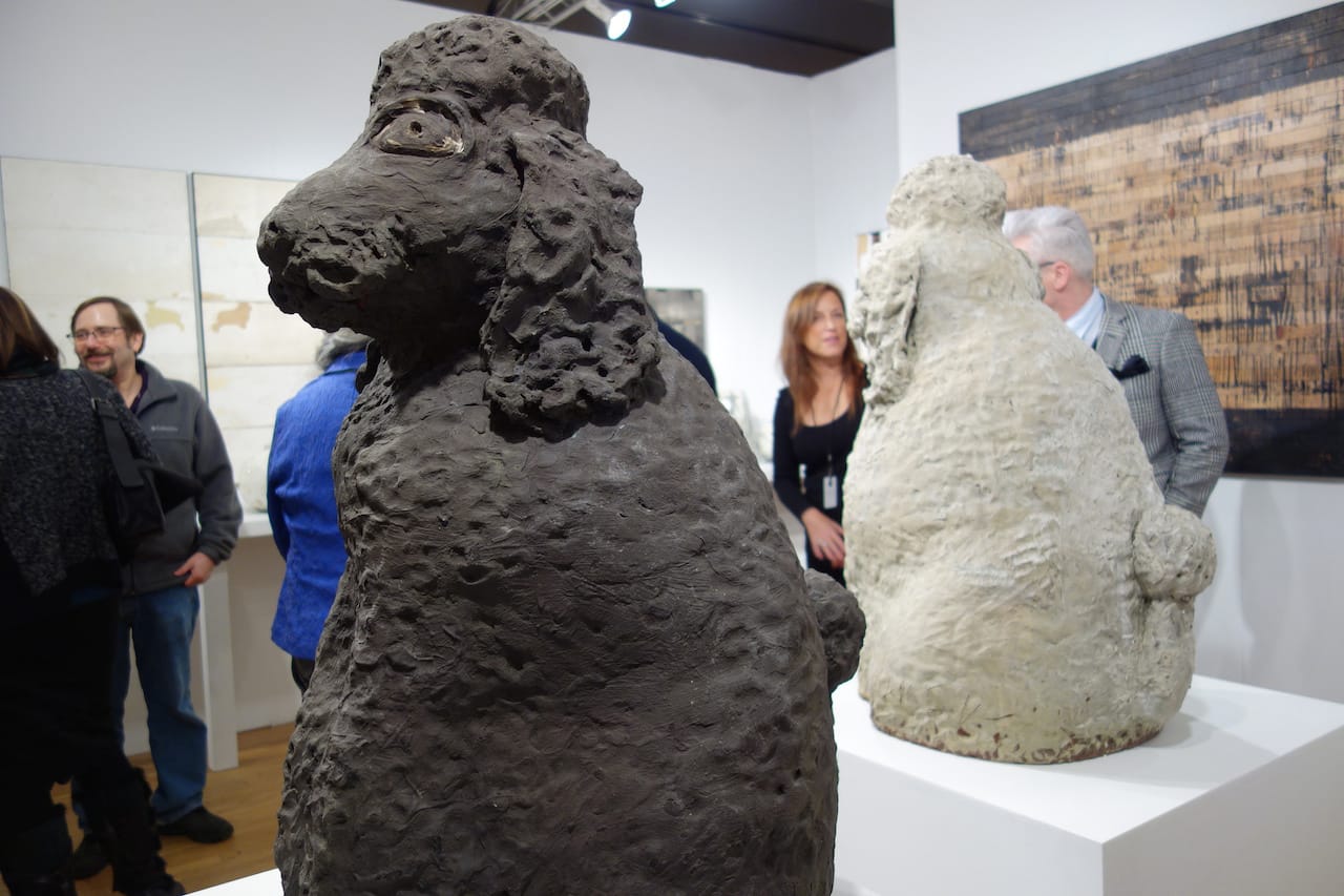 Poodle sculptures by Kirk Mangus, Mindy Solomon Gallery