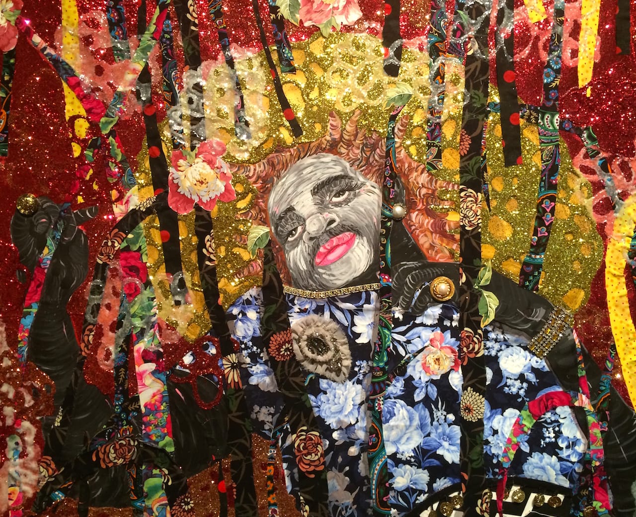 Detail of Ebony G. Patterson, "... and then — beyond the bladez" (2014)