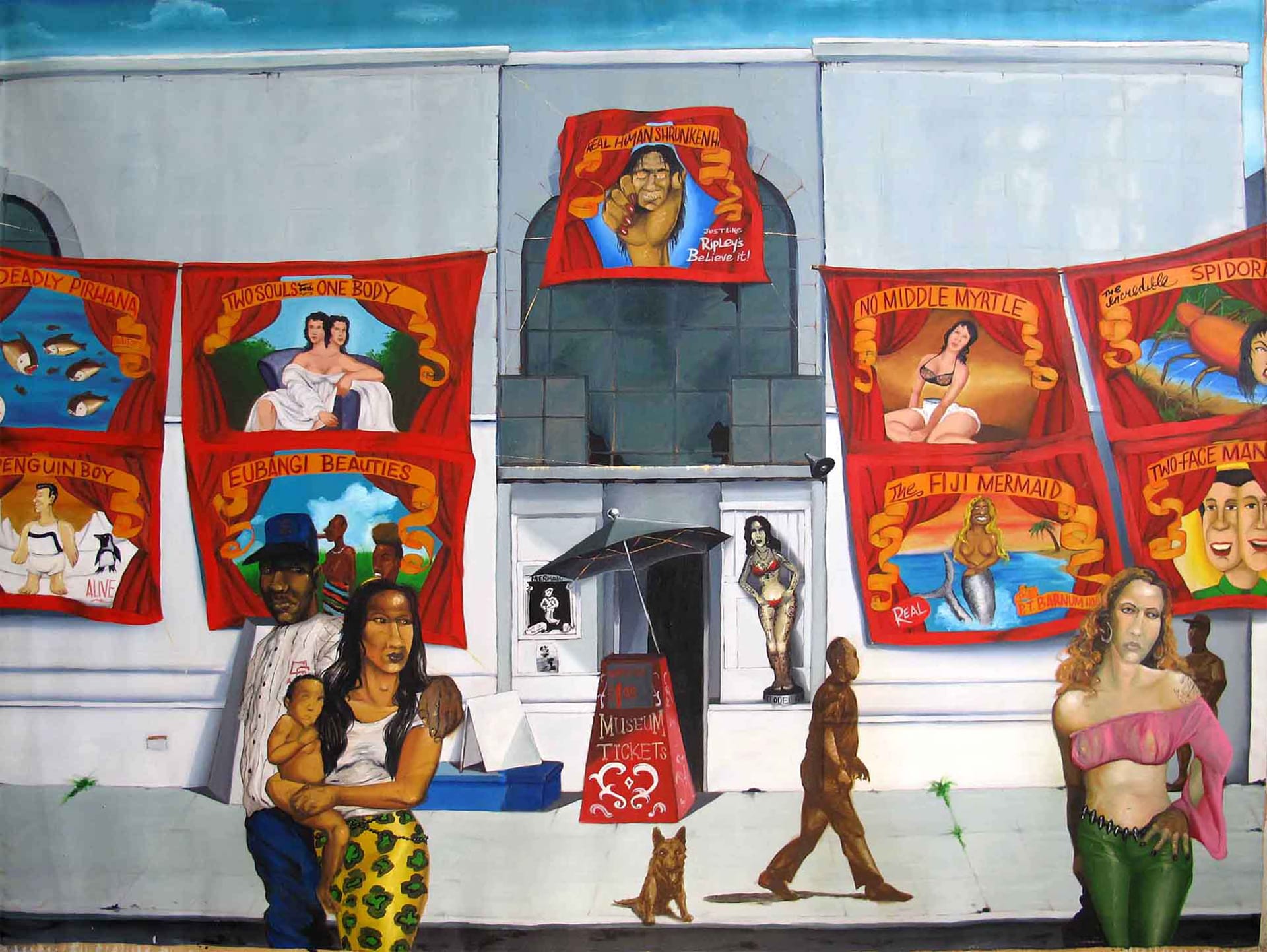 Chris DAZE Ellis, Coney Island Freak Show Museum, to have and have not, 1996, oil on linen, 65 x 84 in., Courtesy Web Gallery NYC, NY. Photo: Adam Reich.