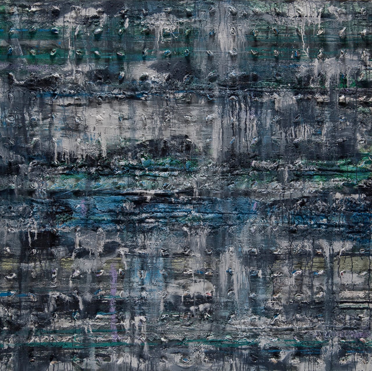  Thaier Helal, "Assi River" (2014), mixed media on canvas (courtesy the artist and Ayyam Gallery)