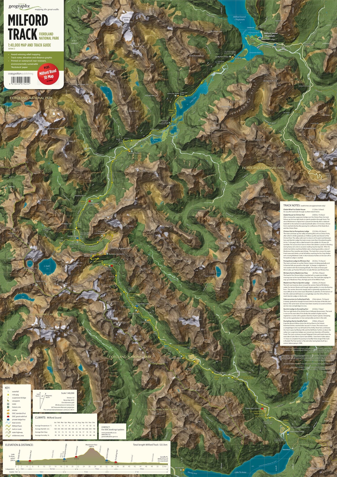 Roger Smith, "The Milford Track" (click to enlarge) (image courtesy of the North American Cartographic Information Society)