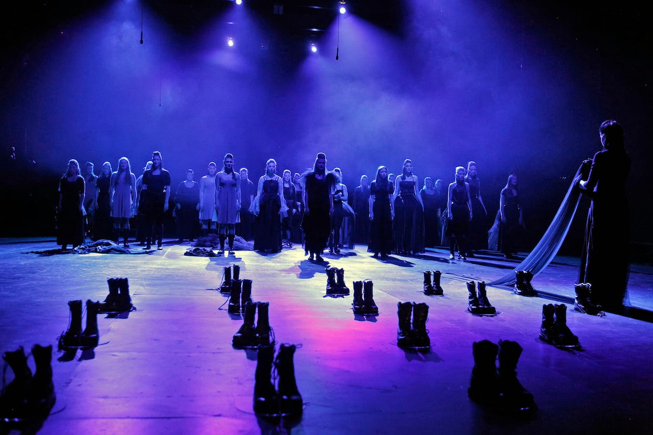 Carmina Slovenica: Toxic Psalms at St. Ann's Warehouse (photograph by Cory Weaver, courtesy Prototype Festival)