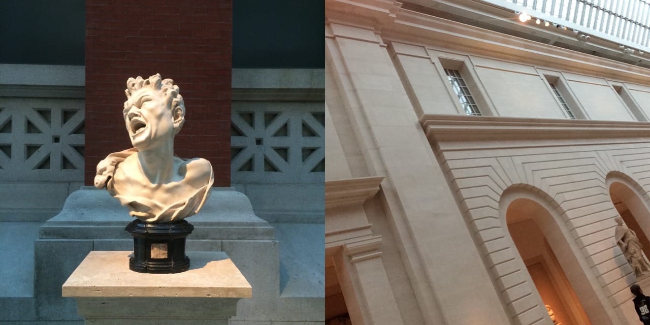 Balthasar Permoser, "Marsyas" (c. 1680-85), marble, and its view