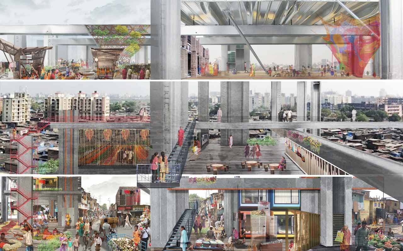 Reclaiming Growth. 2014. Perspective of Mumbai with ultra-light growth and supragrowth. Courtesy Ensamble Studio/MIT-POPlab