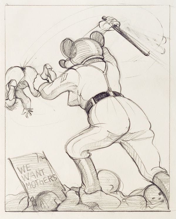 Untitled (We want mothers), 1977‐1979 (drawing for Babylon, first published 1979 at Diogenes Verlag AG, Zürich).