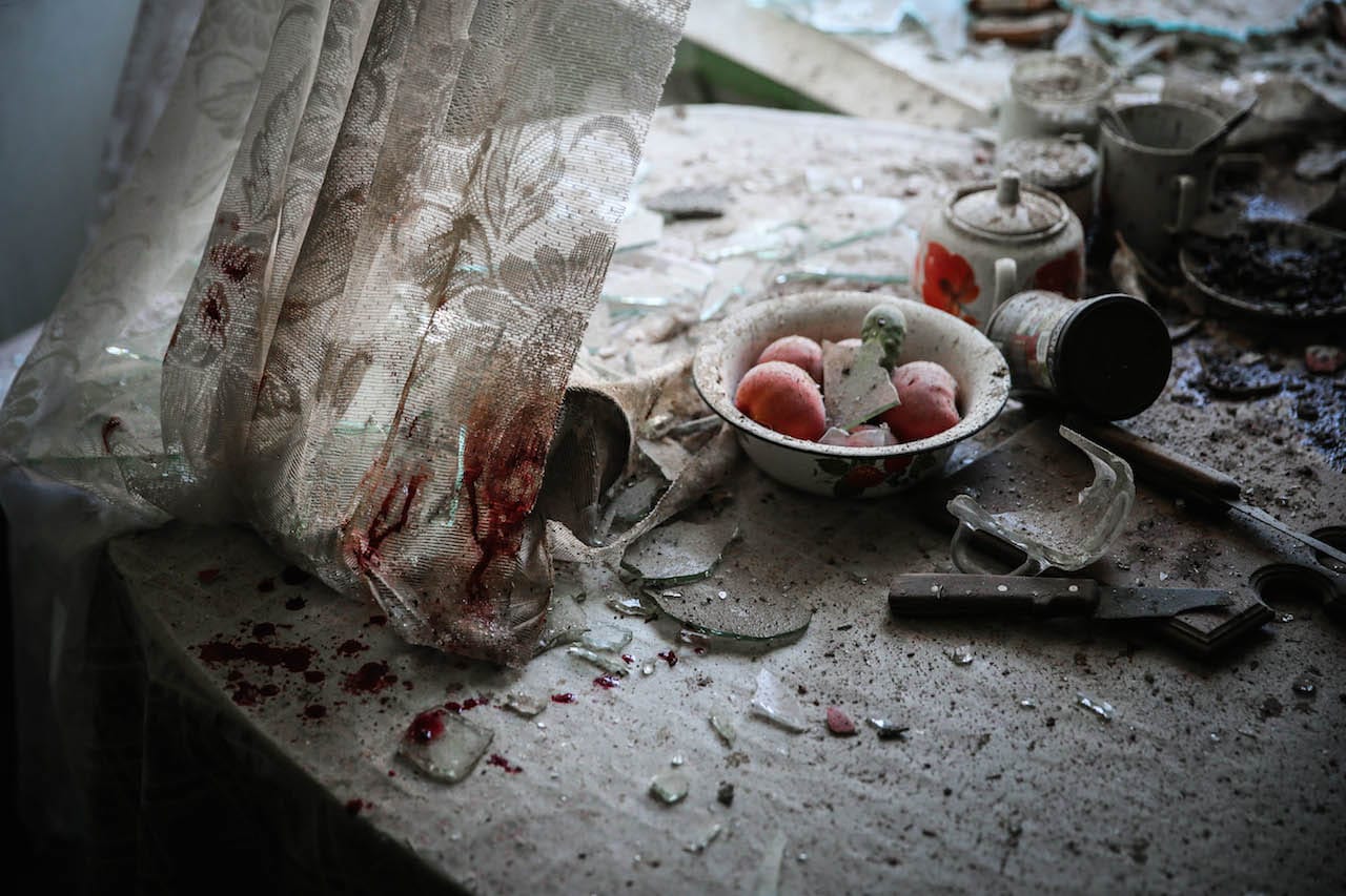 First Prize General News Category, Singles Sergei Ilnitsky, Russia, European Pressphoto Agency 26 August, Donetsk, Ukraine Caption: Damaged goods lie in a kitchen in downtown Donetsk. Ordinary workers, miners, teachers, pensioners, children, and elderly women and men are in the midst of the conflict in eastern Ukraine. Artillery fire killed three people and wounded 10 on 26 August 2014.