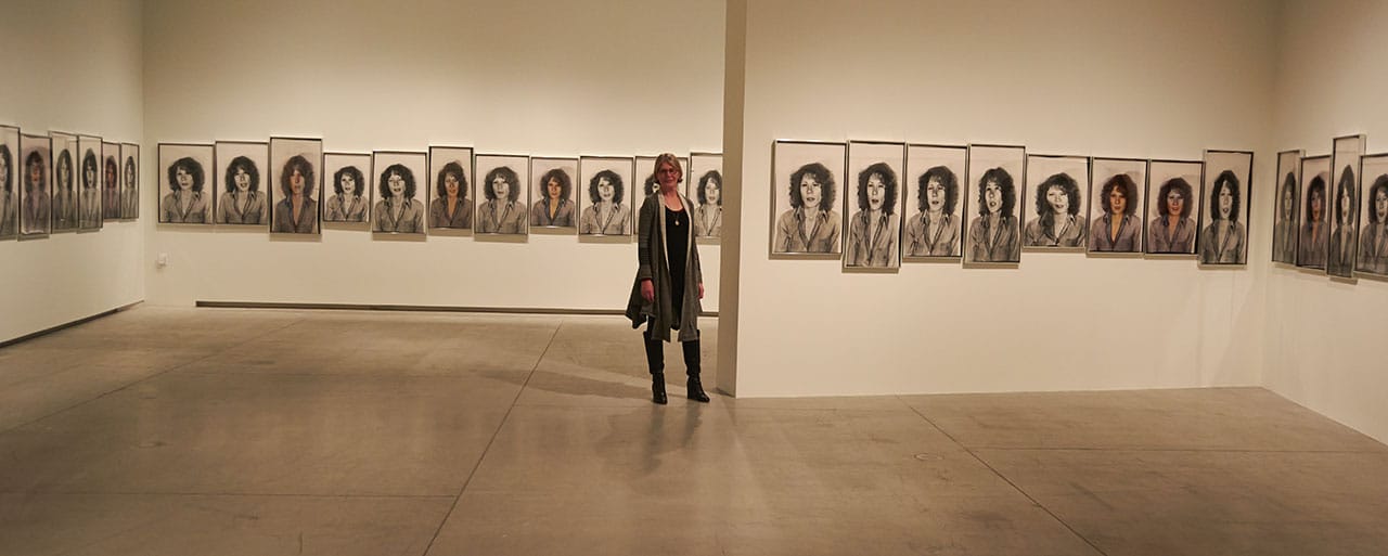 Suzy Lake with her exhibition at the Art Gallery of Ontario (photo by Veronika Roux-Vlachova)