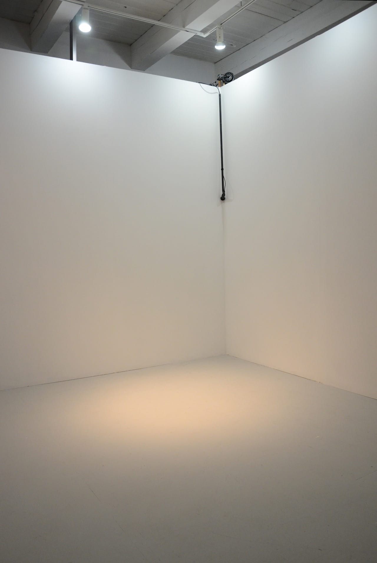 Alejandro Figueredo Diaz-Perera, “The Silence (...) is Overrated” (2014), 1926 Westinghouse fan motor, broomstick, microphone, and speaker (click to enlarge)