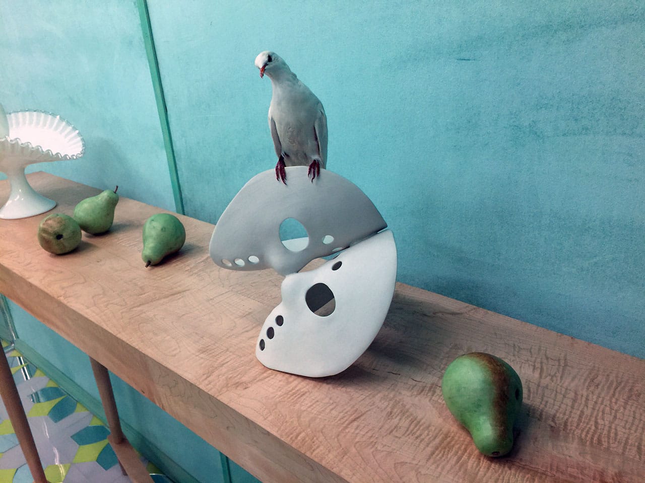 A detail of Alex Da Corte's Die Hexe installation at Luxembourg & Dayan (photo by Hrag Vartanian/Hyperallergic)