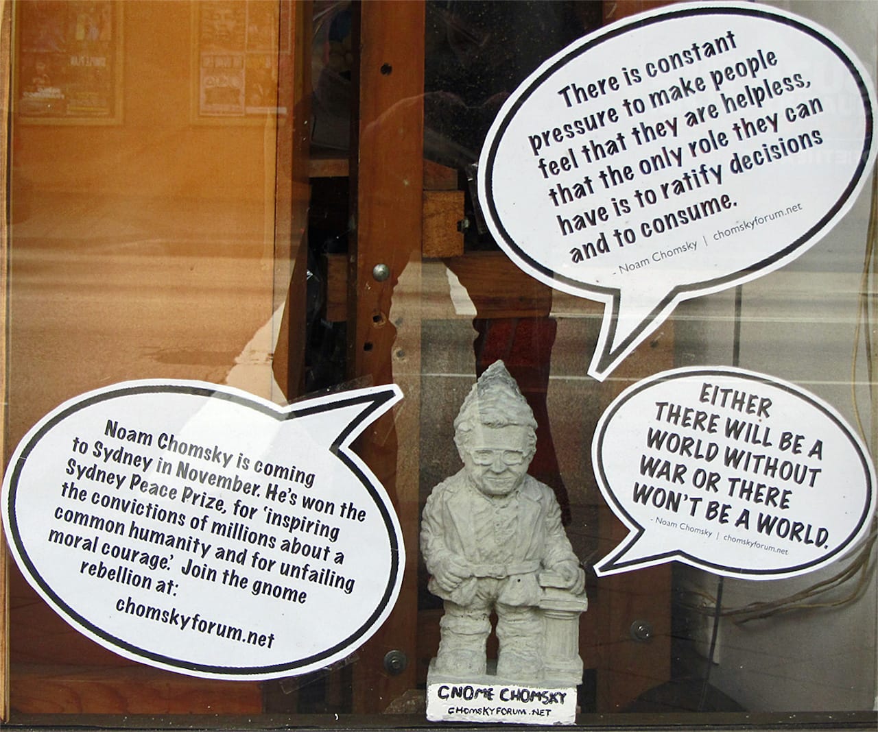 A Gnome Chomsky in the wild in Sydney, Australia (photo by Newtown grafitti/Flickr)