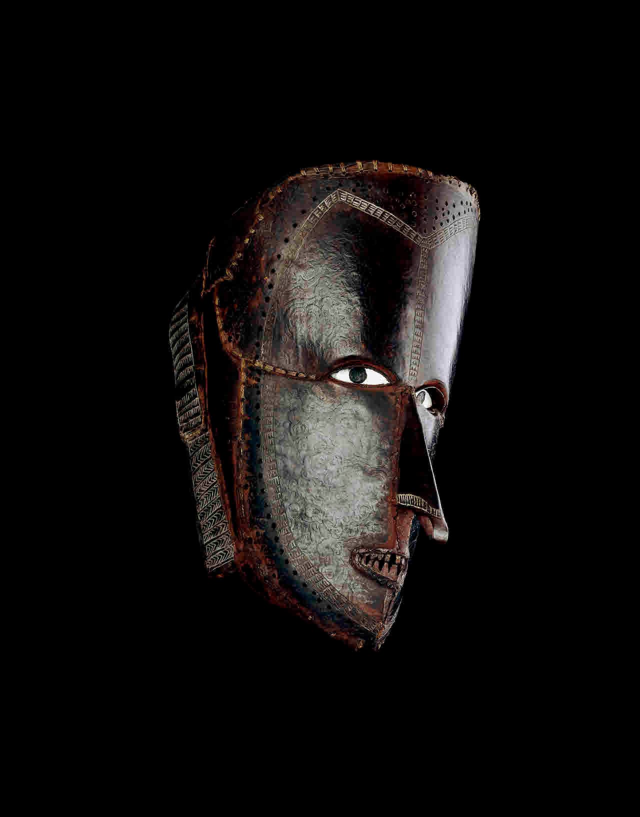 Mask from Mer, Mer, Torres Strait, Queensland, before 1855. Turtle shell, shell, fibre, Torres Strait, before 1855 © The Trustees of the British Museum