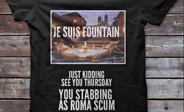 T-shirt made by Feyenoord fans in advance of the game against AS Roma tonight (photo via the Guardian/Twitter)