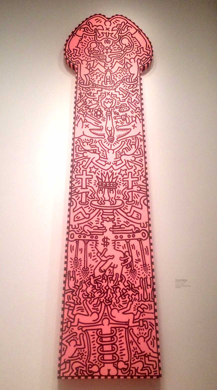Keith Haring, "The Great White Way" (1988), acrylic on canvas, 168 x 45 in (click to enlarge)