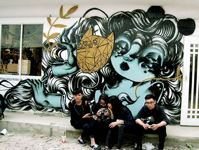 3A graffiti art alley with Vietnamese hipsters, photo by Ellen Pearlman