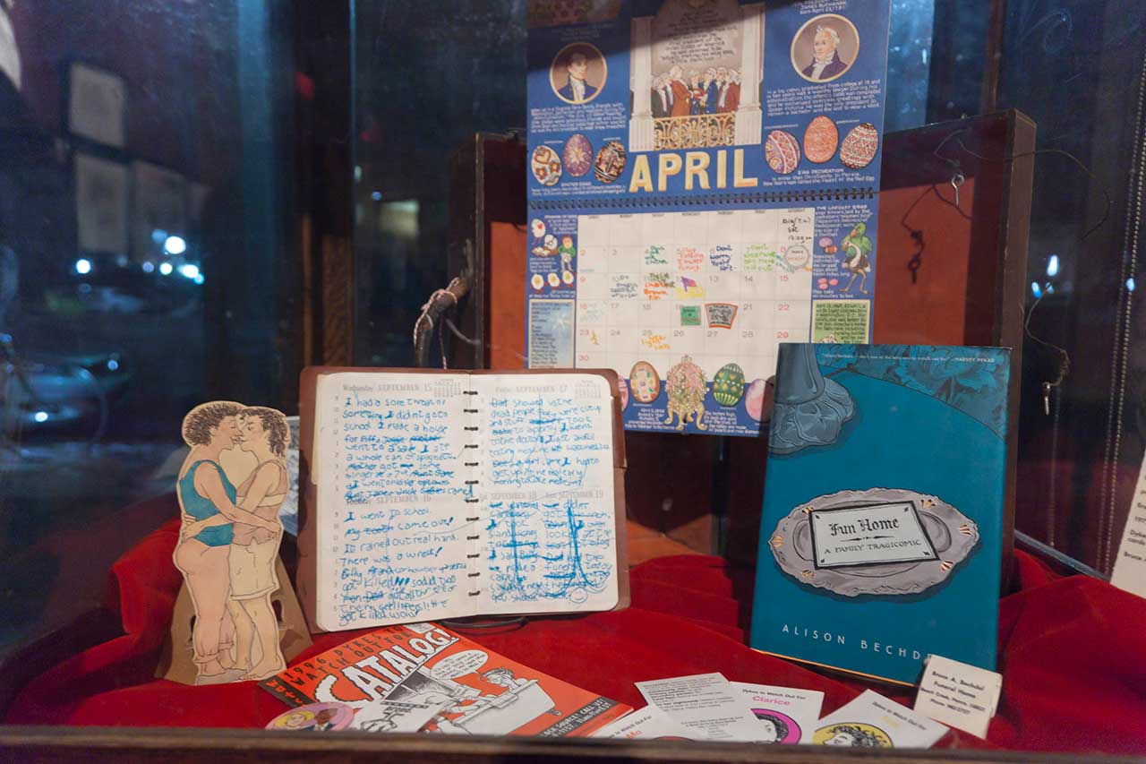 Memorabilia from Bechdel’s life alongside 'Fun Home'