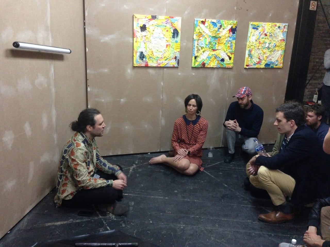 Meditation by Marco Schmitt with paintings by Ben Dowell at Helper's booth. 