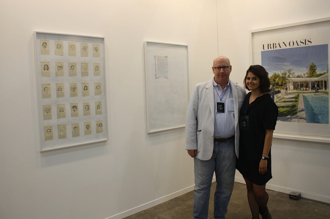 Charlie James and Maria Eguiarte with work by William Powhida and Ramiro Gomez