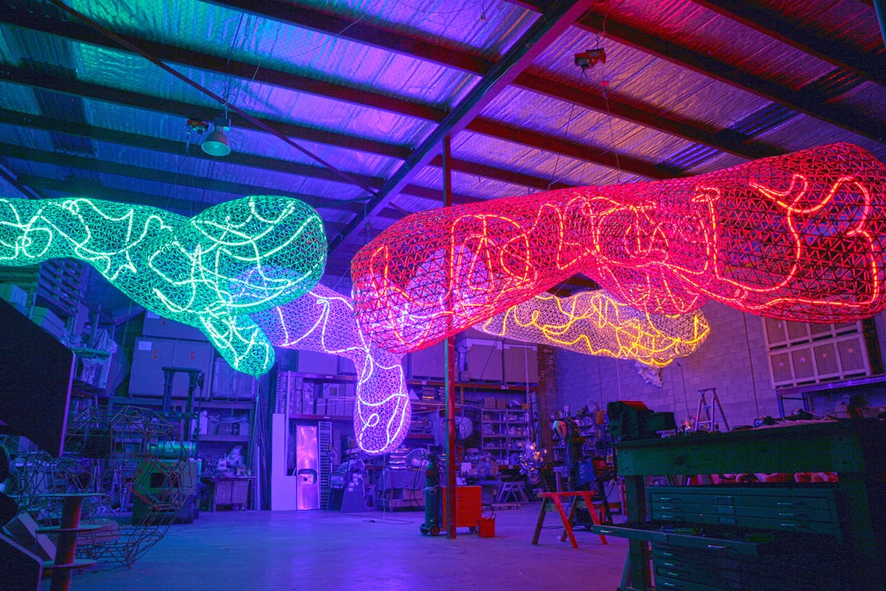 Gregor Kregar, Sara Hughes, and Davor Popadich's "Transit Cloud" in Kregar's studio (photo courtesy the artists)