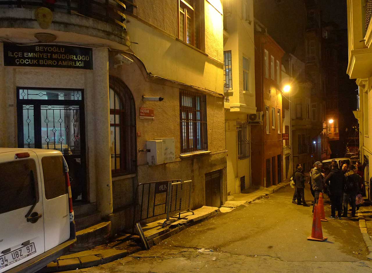 The opening for “this place” at maumau works; at left, a police station