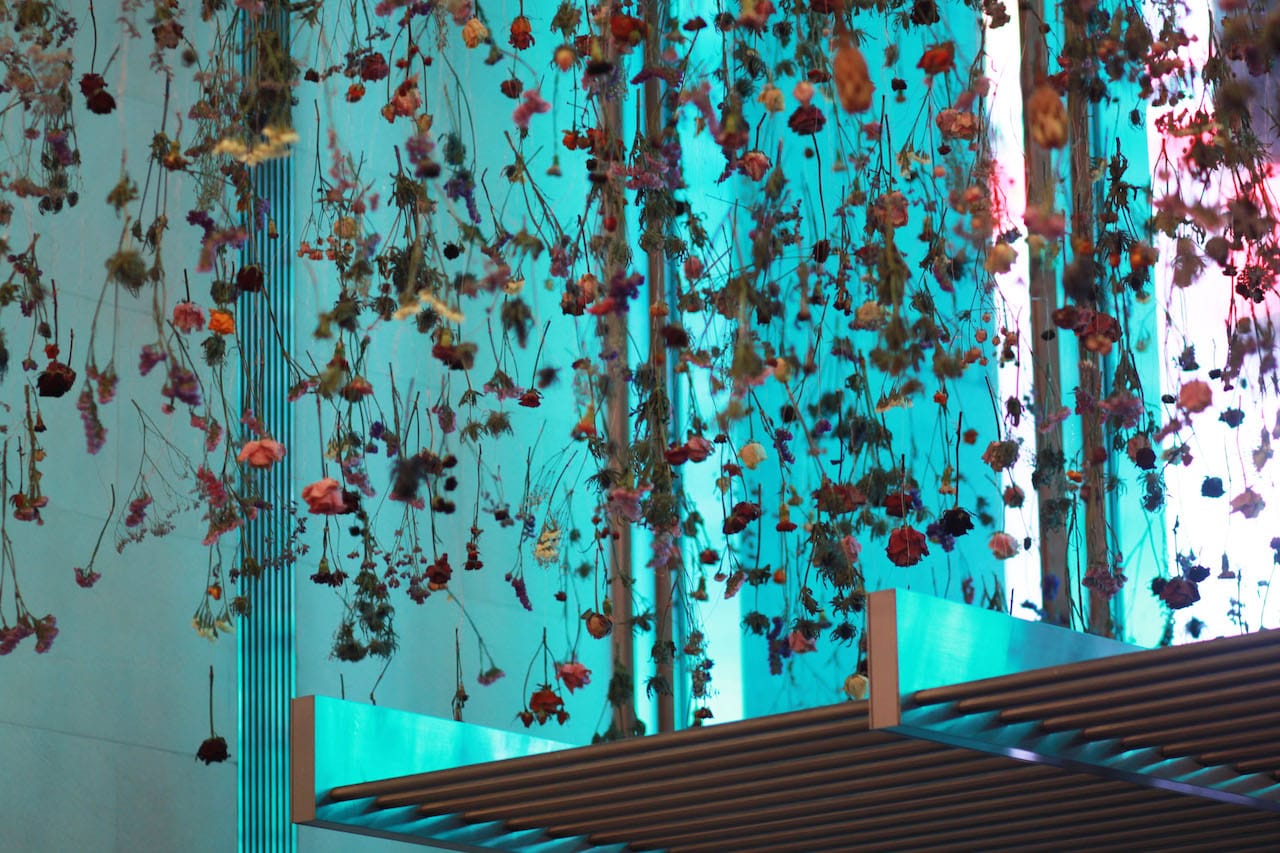 Rebecca Louise Law, " Flowers 2015: Outside In" (2015) (all photos by the author for Hyperallergic)