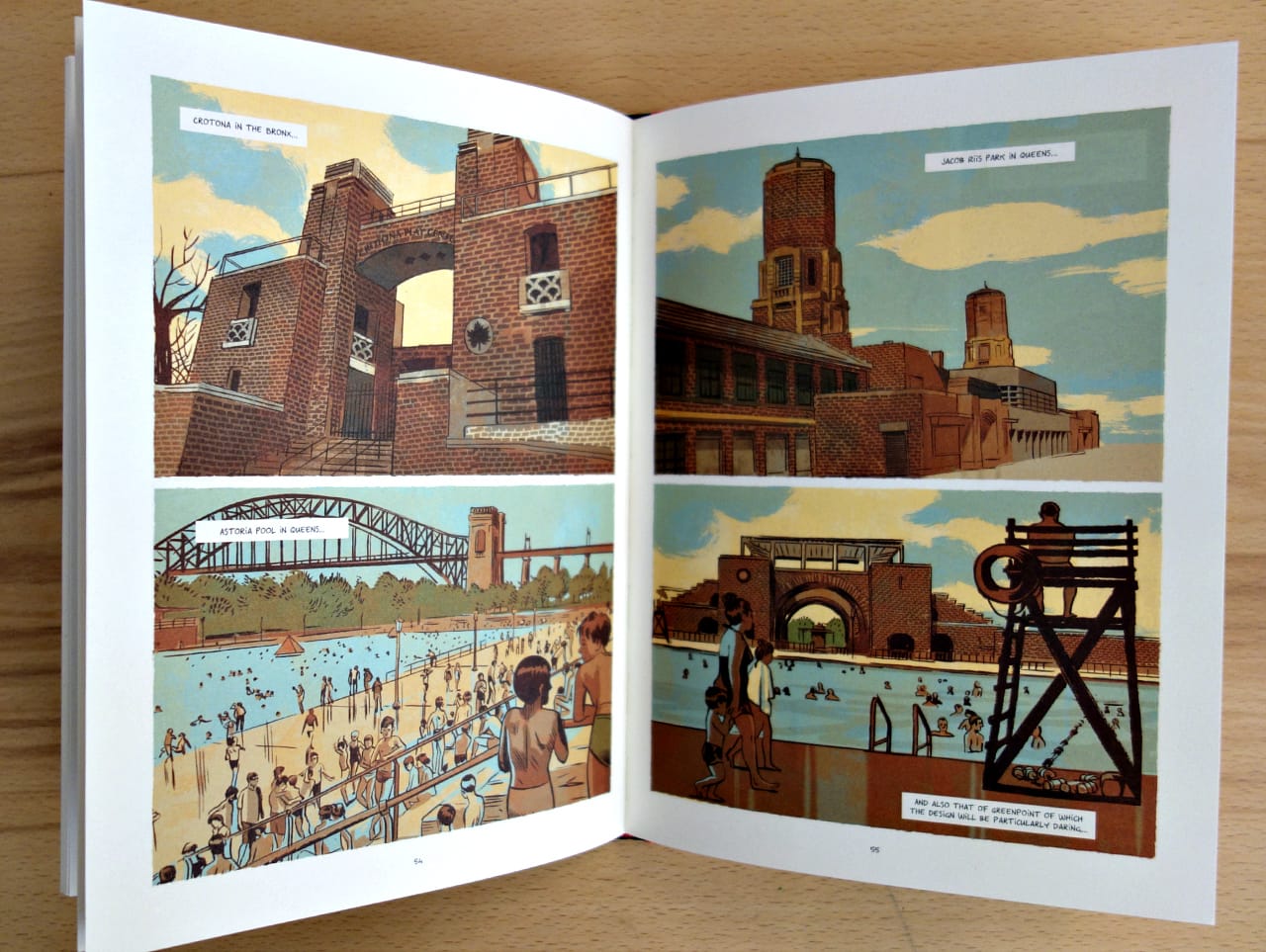 Pages from 'Robert Moses: The Master Builder of New York City' (photograph of the book by the author for Hyperallergic)