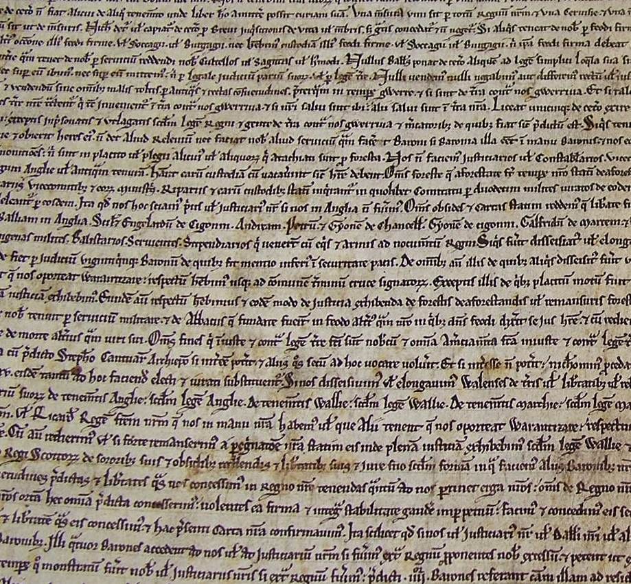 Salisbury Cathedral’s Magna Carta manuscript, 1215, part of the British Library’s unification event.